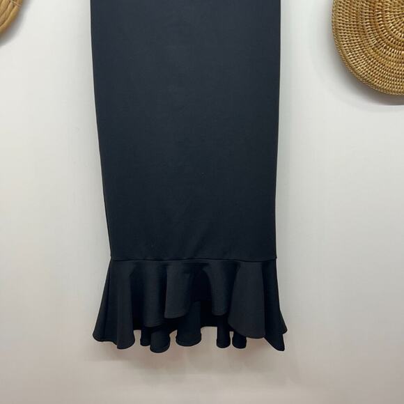 Revolve Superdown Black Strapless Stretch Bodycon Izzy Ruffle Midi Dress Small - Picture 5 of 9